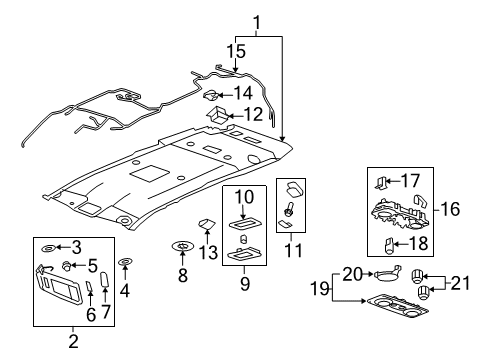 2009 Chevy Traverse Interior Trim - Roof Diagram 2 - Thumbnail