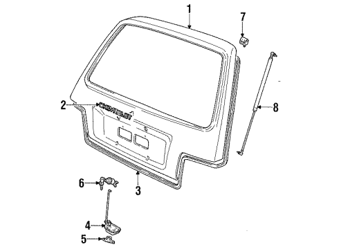 1987 Chevy Sprint Gate & Hardware Diagram