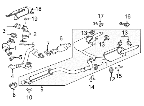 2016 Chevy Impala Limited Bracket, Exhaust Muffler Rear Hanger Diagram for 10352560