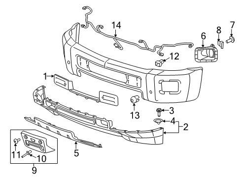 2019 Chevy Silverado 3500 HD Front Bumper Diagram 2 - Thumbnail