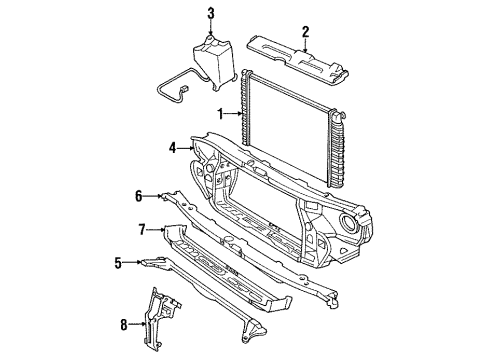 1991 Cadillac Eldorado Radiator & Components Diagram