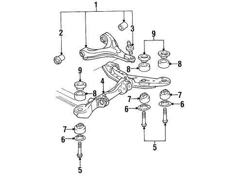 1994 Buick LeSabre Front Suspension, Control Arm, Stabilizer Bar Diagram 1 - Thumbnail