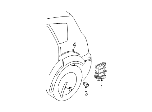 2004 Pontiac Vibe Molding,Rear Wheel Opening *Gray Diagram for 88973243