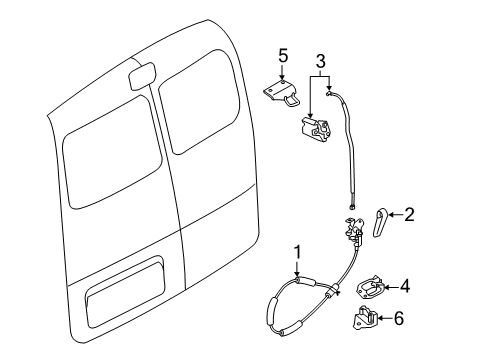 2015 Chevy City Express Striker,Rear Door Latch Diagram for 19316973