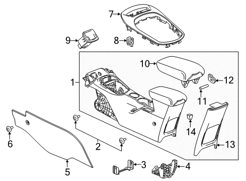 2016 Chevy Cruze Panel Assembly, Front Floor Console Rear Trim *Dark Atmospherr Diagram for 13479527