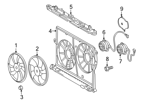 2009 Pontiac Vibe Bolt,A/C Condenser Fan Shroud Diagram for 94856584