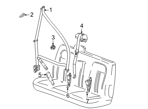 2008 Chevy Express 3500 Cover, Rear Seat Shoulder Belt Guide Trim Diagram for 25820337