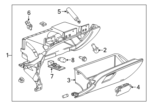 2014 Chevy Impala Dampener, Instrument Panel Compartment Door Diagram for 23131636