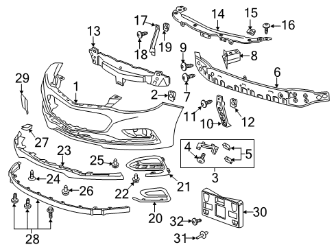 2016 Chevy Cruze Attachment Pkg, Front License Bracket Diagram for 95426880