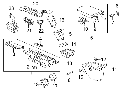 2020 Cadillac XT6 Liner Assembly, F/Flr Cnsl Var 1 *Black Diagram for 84558724