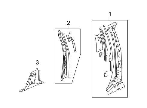 2010 Saturn Outlook Panel Assembly, Center Pillar Inner (Blank) Diagram for 22789653