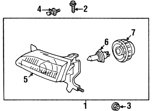 1999 Chevy Prizm Adjuster,Headlamp Horizontal Diagram for 94857186