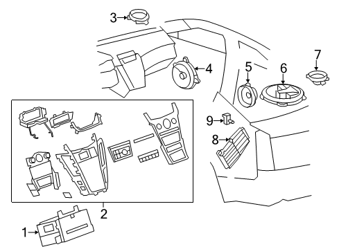 2014 Cadillac CTS Speaker Assembly, Radio Front Diagram for 15122573