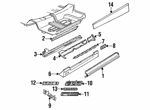 1992 Chevy Camaro Rocker Panel Emblem Assembly *Z28:Silver M Diagram for 10179122