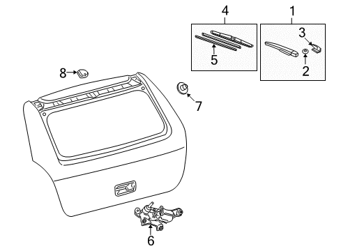 2009 Pontiac Vibe Cap,Rear Window Wiper Arm Finish Diagram for 19184589