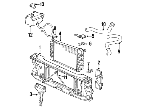 1989 Chevy K2500 Radiator & Components, Radiator Support Diagram 1 - Thumbnail