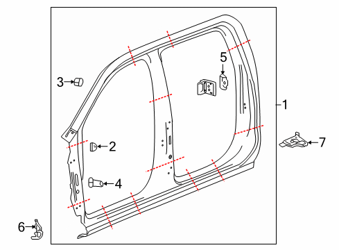 2022 Chevy Silverado 1500 LTD Bracket Assembly, Body Si F/Fdr Rr Lwr Diagram for 22987056