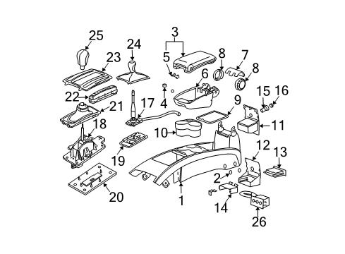 2003 Cadillac CTS Housing Asm,Front Floor Console Ashtray *Pewter Diagram for 25737743