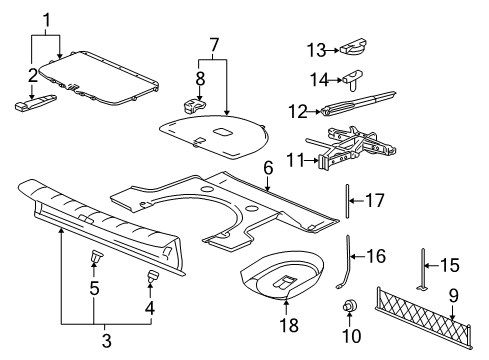 2007 Chevy Malibu Latch, Pass Compartment Spare Wheel Stowage Cover *Titanium Diagram for 10362106