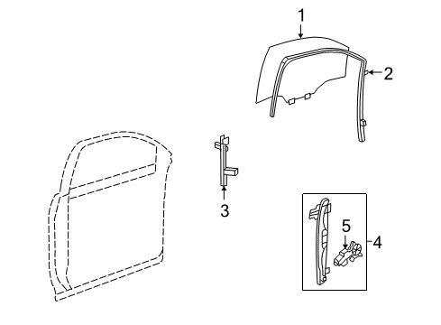 2010 Chevy Traverse Front Door - Glass & Hardware Diagram