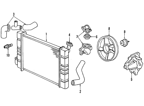 1997 Buick Skylark Hose Assembly Assembly Radiator Outlet Diagram for 22589621