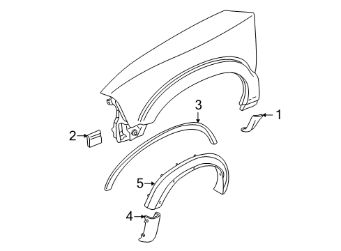 1998 GMC Sonoma Exterior Trim - Fender Diagram