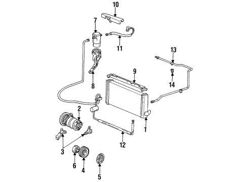 1993 Cadillac Allante A/C Condenser, Compressor & Lines Diagram