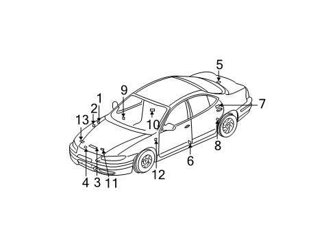 2002 Oldsmobile Alero Information Labels Diagram