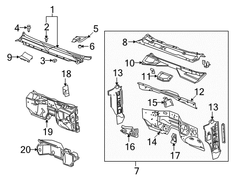 2007 GMC Yukon XL 2500 Cowl Diagram