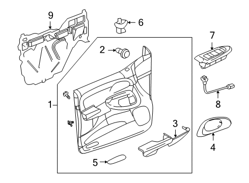 2007 Buick Rainier Interior Trim - Front Door Diagram