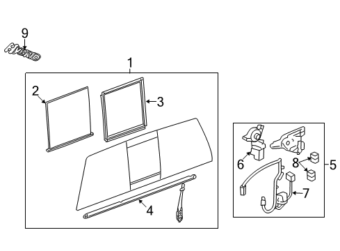 2011 Chevy Silverado 1500 Back Glass - Glass & Hardware Diagram 3 - Thumbnail