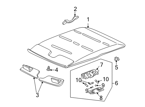 2006 Chevy Avalanche 1500 Molding Assembly, Headlining Trim Panel *Neutral Diagram for 93803886