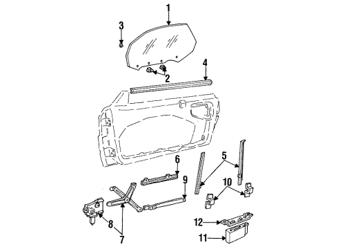 1993 Cadillac Allante Glass - Front Door Diagram