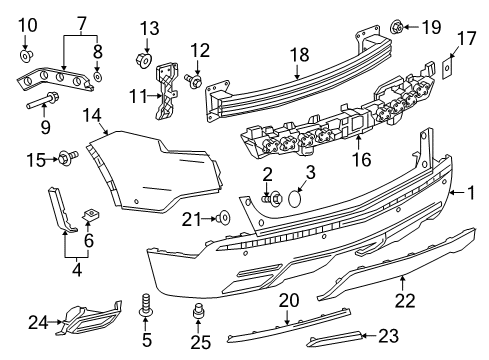 2018 Cadillac XT5 Rear Bumper, Cover Lower *Black Diagram for 84207384