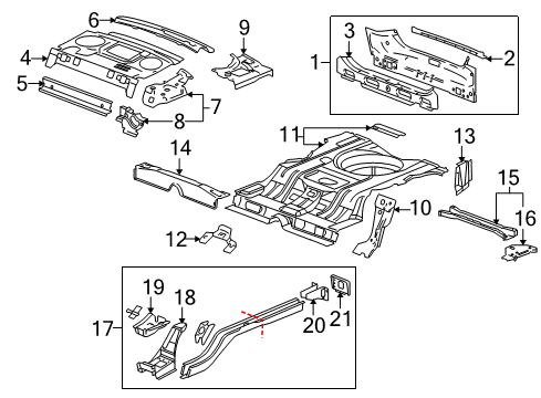 2006 Buick LaCrosse Rear Body Panel, Floor & Rails Diagram