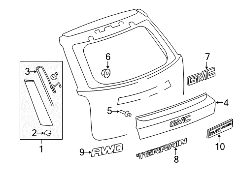 2013 GMC Terrain Exterior Trim - Lift Gate Diagram