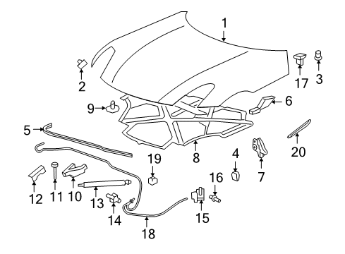 2008 Saturn Sky Seal Assembly, Hood Rear Outer Diagram for 15919805