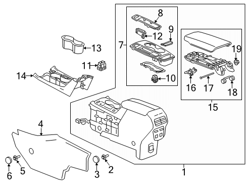 2018 Chevy Equinox Console Assembly, Front Floor *Jet Black Diagram for 84285001