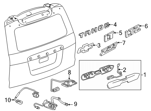 2018 Chevy Tahoe Exterior Trim - Lift Gate Diagram