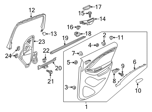 2020 Buick Envision Bezel,Rear Side Door Locking Rod Pushbutton Diagram for 22791203