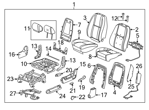 2014 GMC Sierra 3500 HD Front Seat Components Diagram 2 - Thumbnail