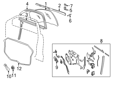 2004 Chevy Classic Front Door - Glass & Hardware Diagram