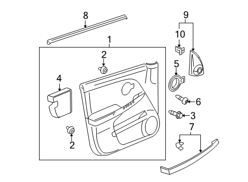 2007 Pontiac Torrent Interior Trim - Front Door Diagram