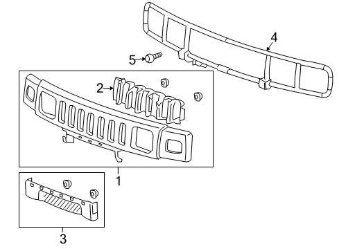 2008 Hummer H2 Grille & Components Diagram