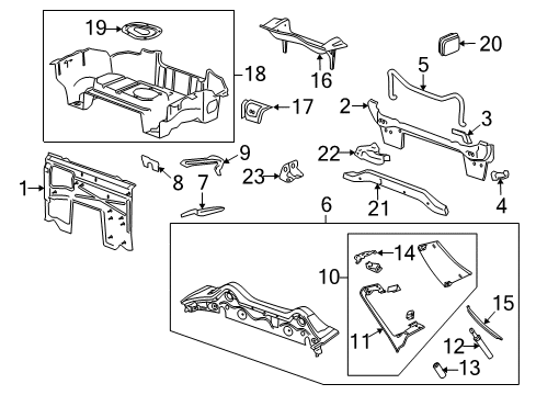 2007 Saturn Sky Rear Body Panel, Floor & Rails Diagram