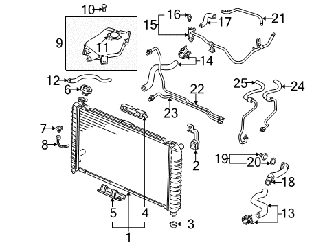 1999 Pontiac Montana Radiator & Components Diagram