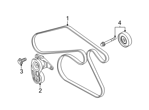 2009 Saturn Outlook Belt, Water Pump & A/C Compressor & Generator & P/S Pump Diagram for 12608660