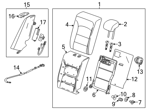 2017 Chevy Malibu Bolster Assembly, Rear Seat Back *Brown Diagram for 84230941