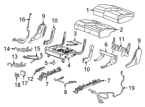 2020 Cadillac XT6 Second Row Seats Diagram 4 - Thumbnail