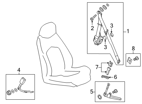 2012 Cadillac CTS Front Seat Belts Diagram 2 - Thumbnail